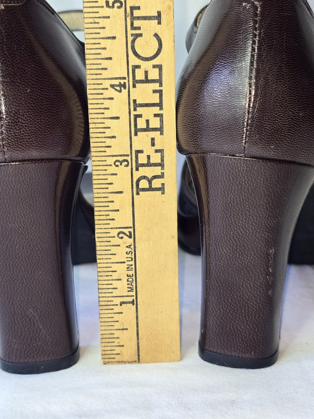Saint Laurent Brown Leather & Jacquard Mary Jane Block Heels Size 35 - Picture 12 of 12